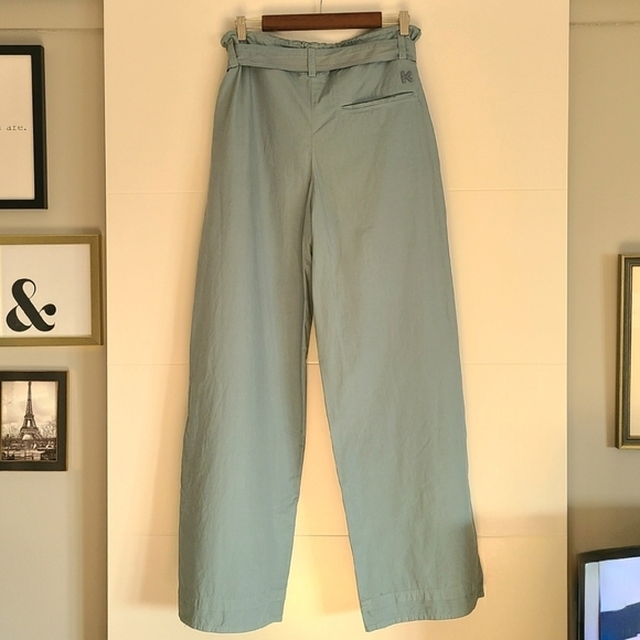 KENZO Belted Wide Leg Pants, Size 8, Blue, NWT - Picture 8 of 16